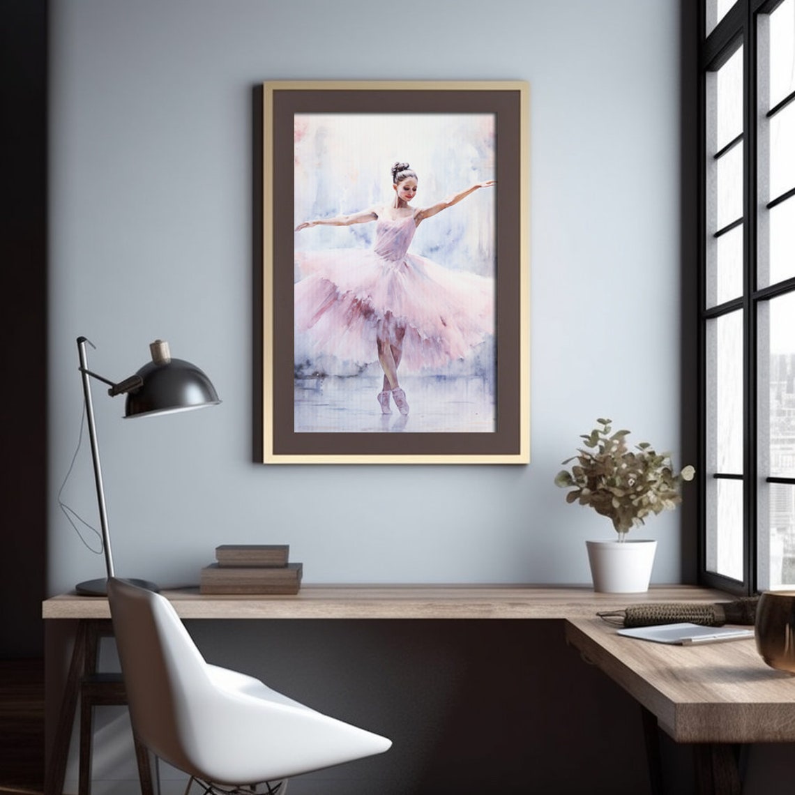Ballerina Pink Tutu Watercolor Graceful Dancer Ballet Art Poster - Image 3
