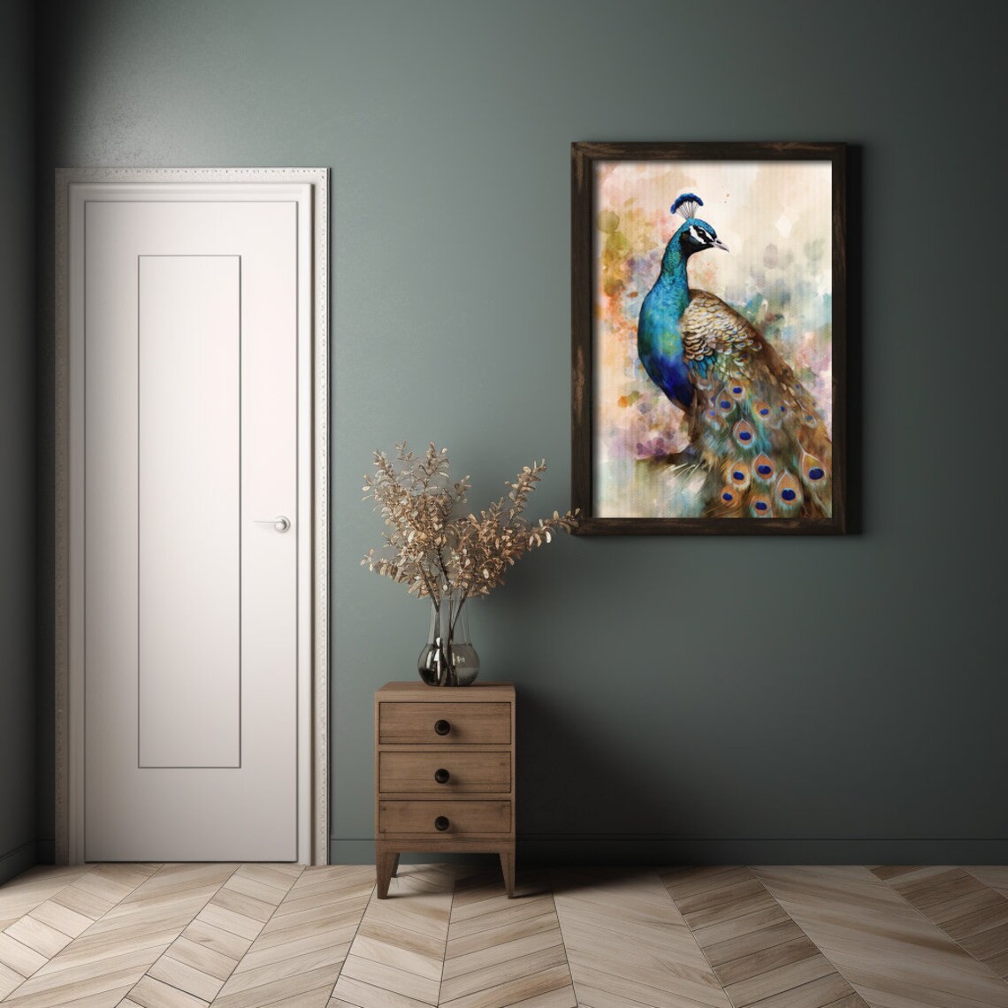 Peacock Watercolor Art Print, Country Kitchen Decor - Image 3
