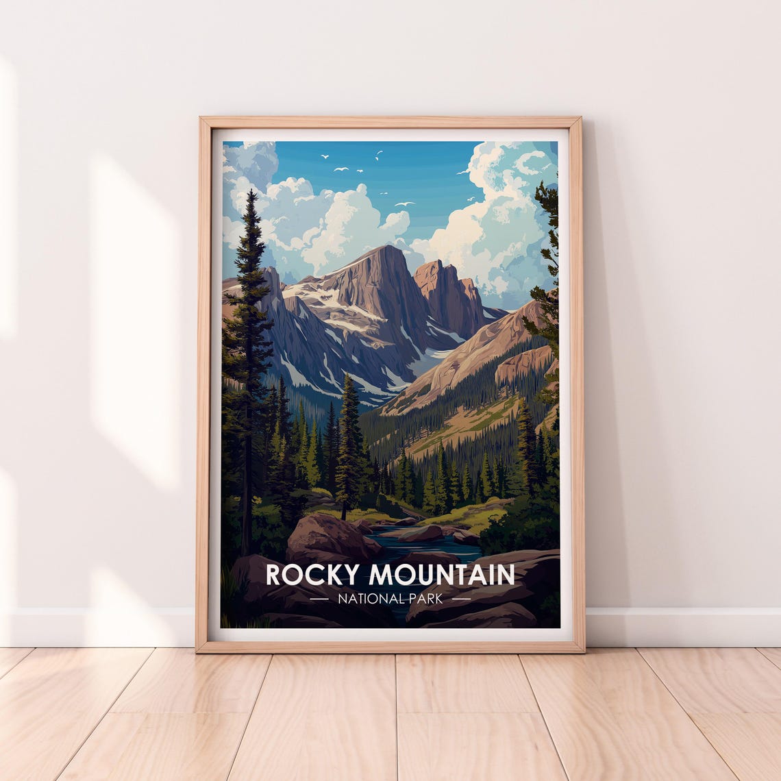 Rocky Mountain National Park Peaks Forest Vintage Travel Poster