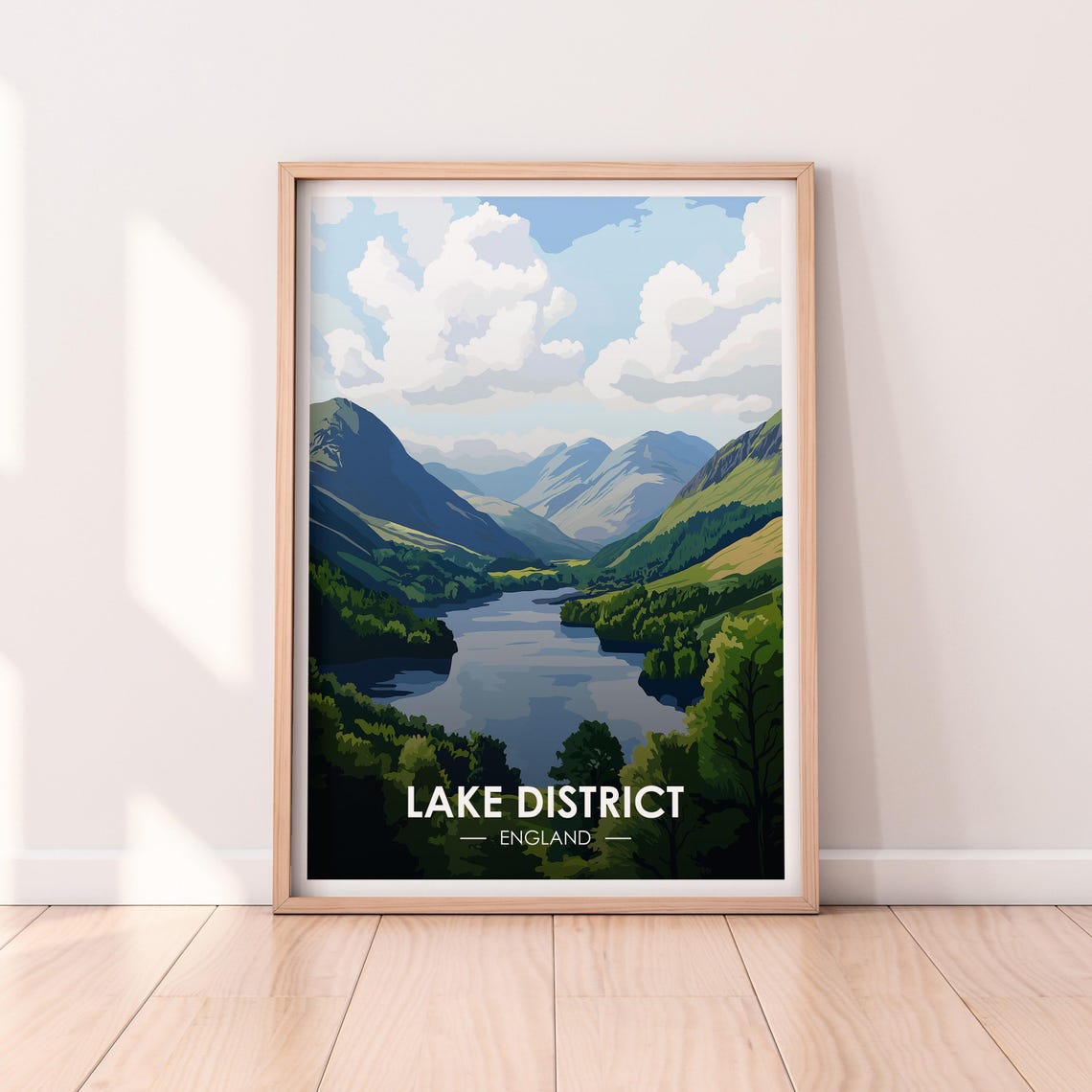 Lake District England Mountain Lake Valley Vintage Travel Poster