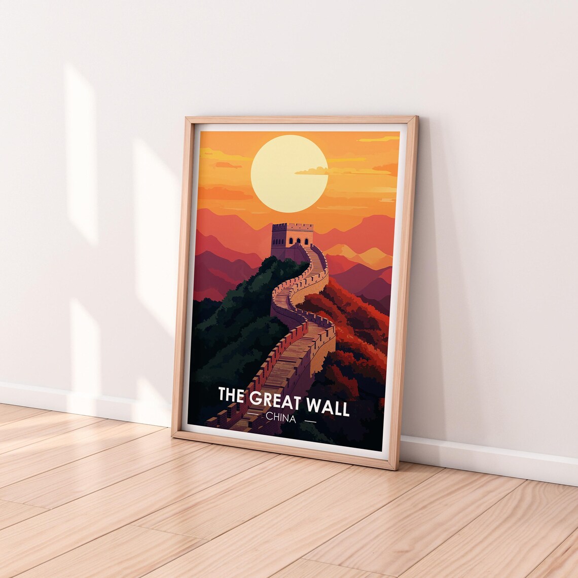 The Great Wall of China Sunset Watchtower Vintage Travel Poster - Image 2