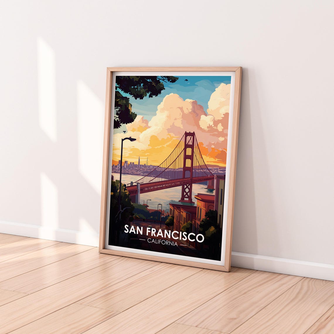 San Francisco Golden Gate Bridge Sunset Bay City Skyline Poster - Image 2