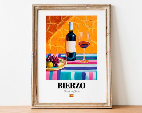 Bierzo Wine Wall Art Print Poster Artisanal Red Artwork For Kitchens