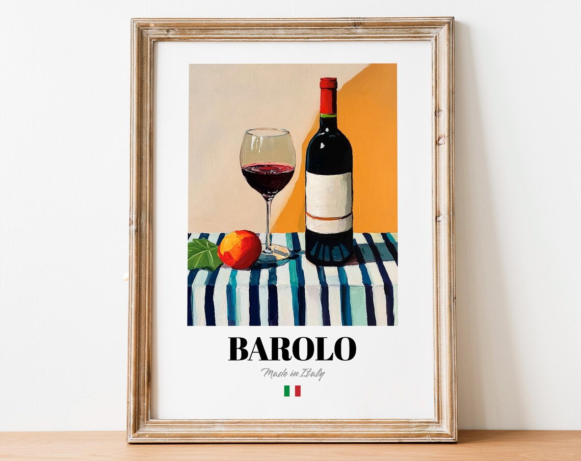 Italian Barolo Poster Print, Vineyard Artwork