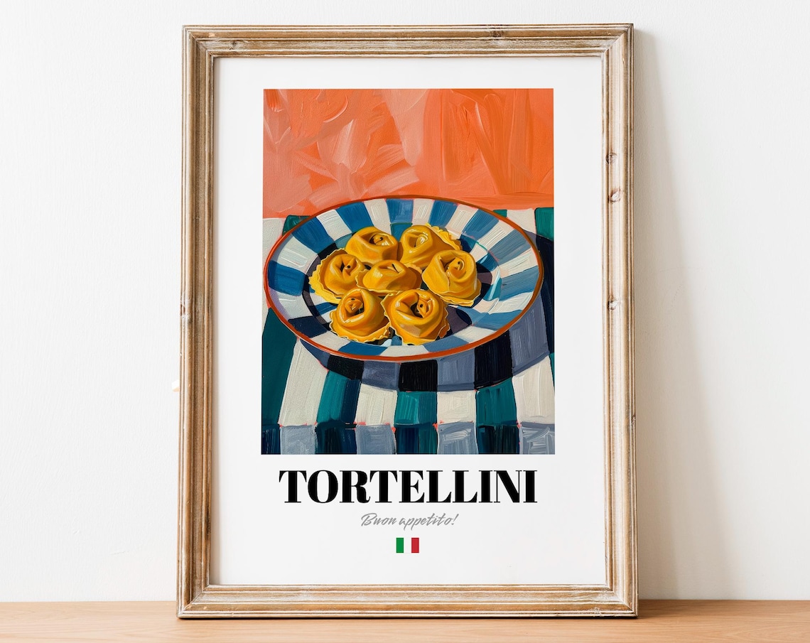 Vintage Tortellini Print Poster Italian Pasta Art For Kitchens