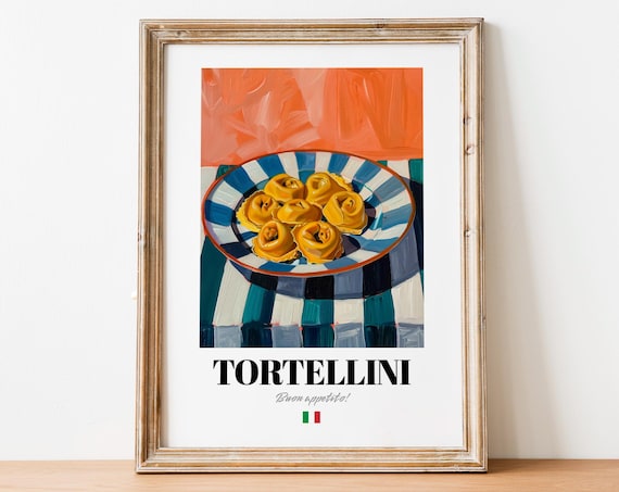 Vintage Tortellini Print Poster Italian Pasta Art For Kitchens