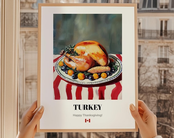 Canadian Thanksgiving Roast Turkey Oil Painting Holiday Food Poster