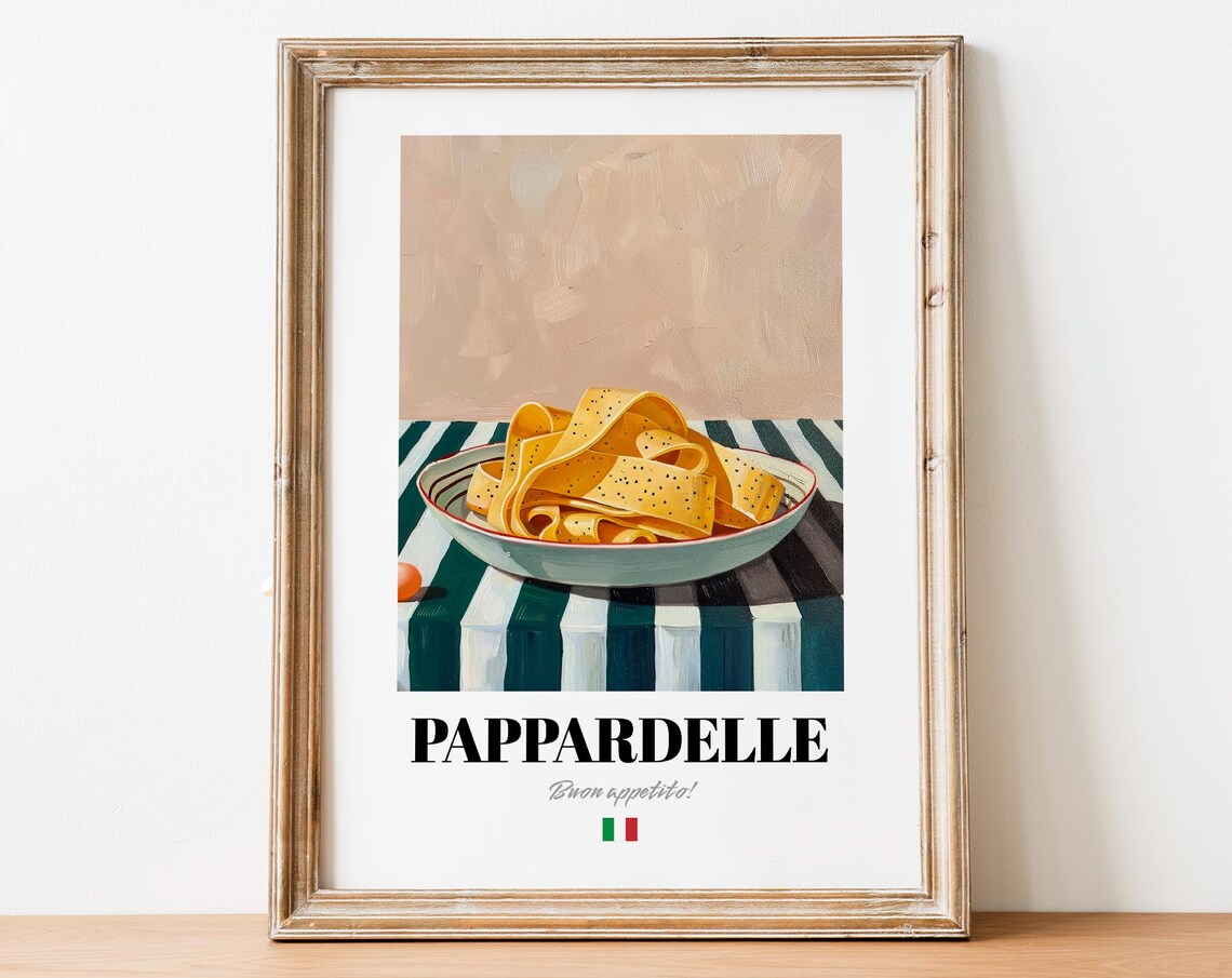Elegant Pappardelle Buon Appetito Ribbon Pasta Still Life Art Print