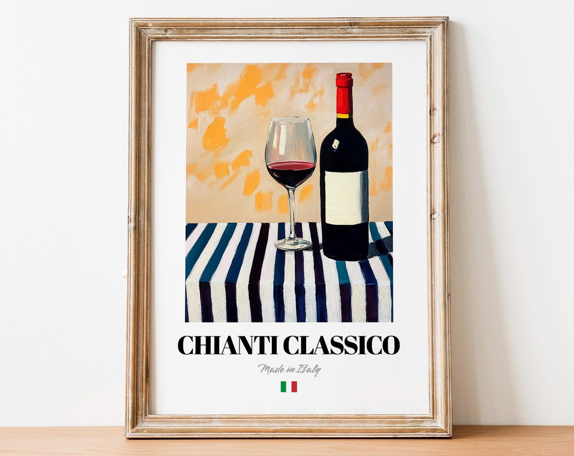 Chianti Classico Italian Red Wine Still Life Kitchen Art Poster