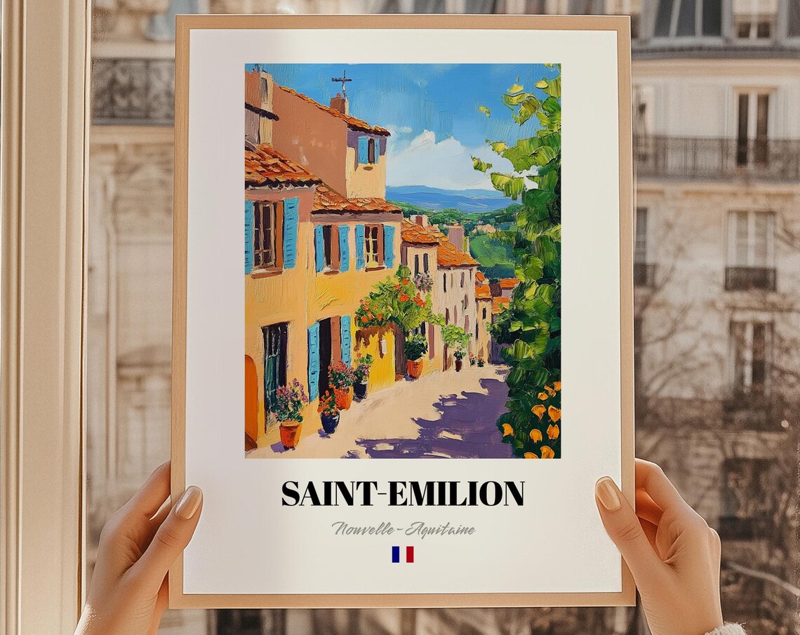 Saint Emilion France Village Street Painting Reproduction Poster