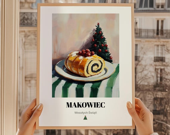 Makowiec Polish Christmas Poppy Seed Roll Painting Holiday Print