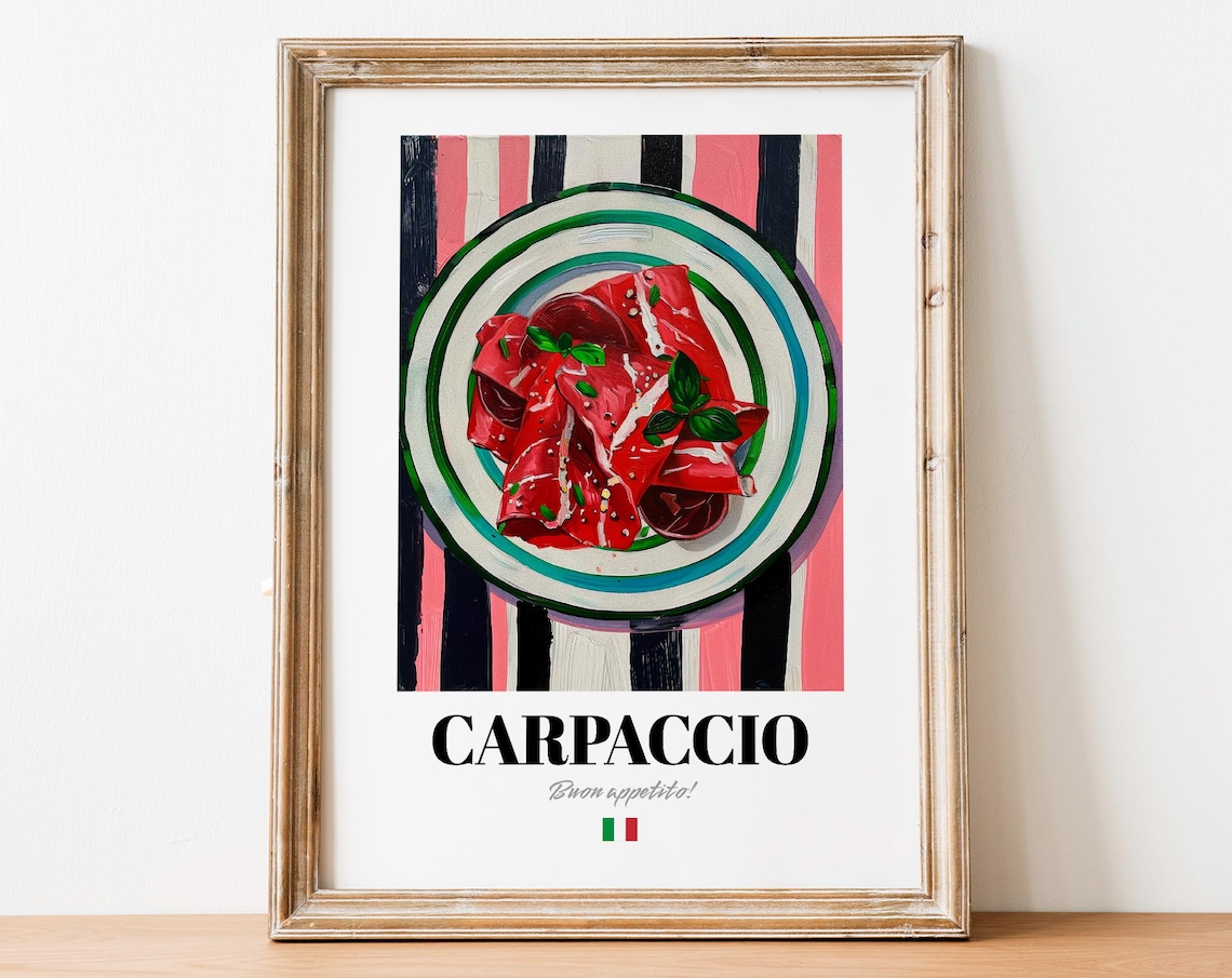 Carpaccio Beef Slices Basil Italian Appetizer Buon Appetito Kitchen Poster