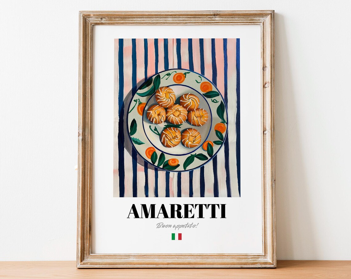 Amaretti Italian Almond Cookies Poster Vintage Kitchen Sweet Wall Decor