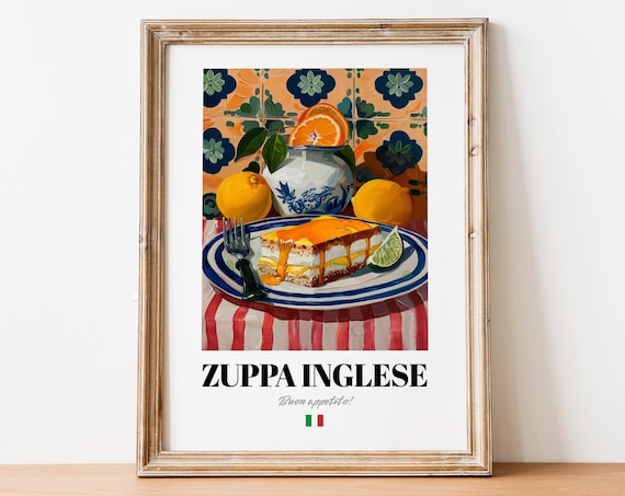 Italian Zuppa Poster Custard Dessert Art For Restaurant And Caf Decor