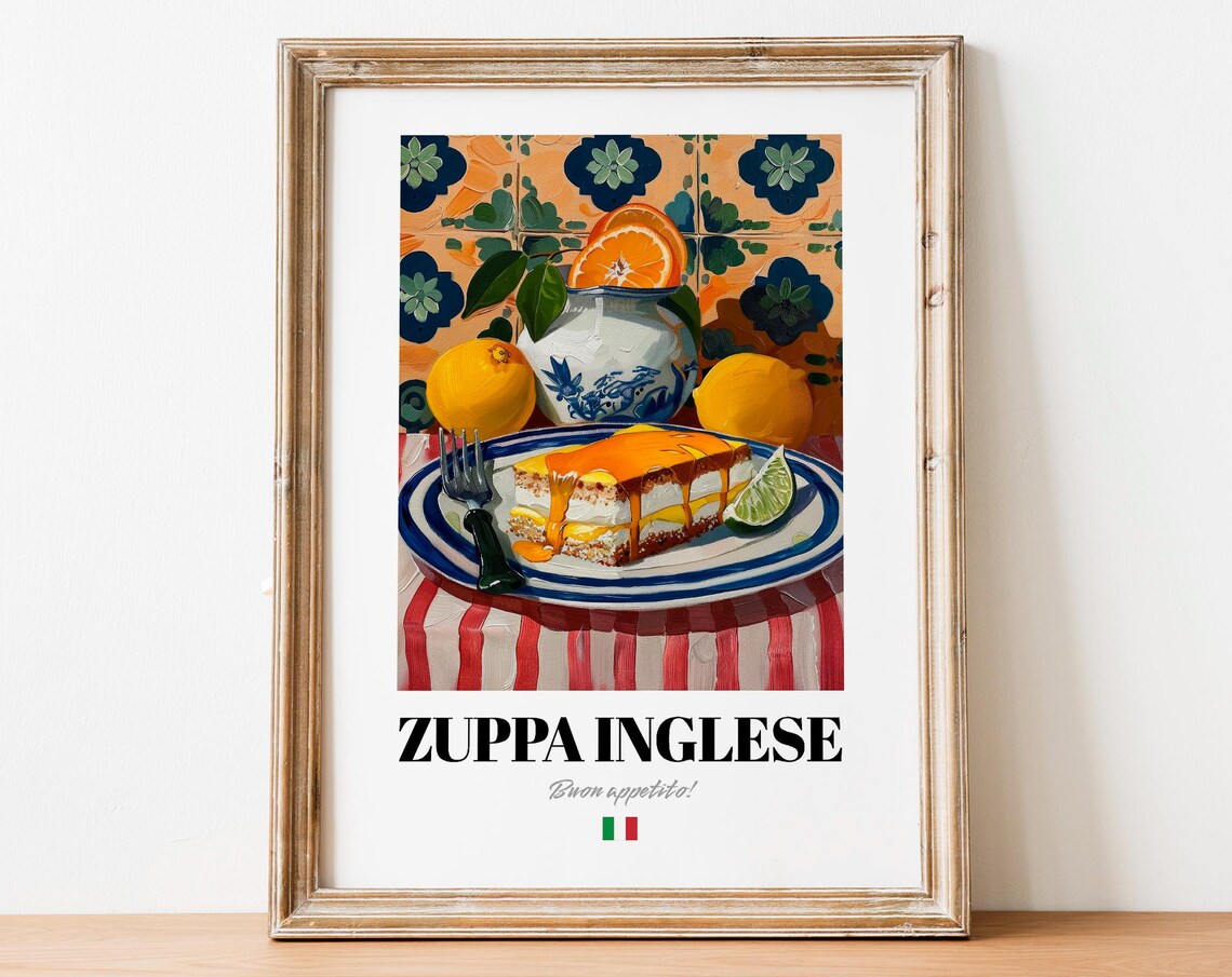 Italian Zuppa Poster Custard Dessert Art For Restaurant And Caf Decor