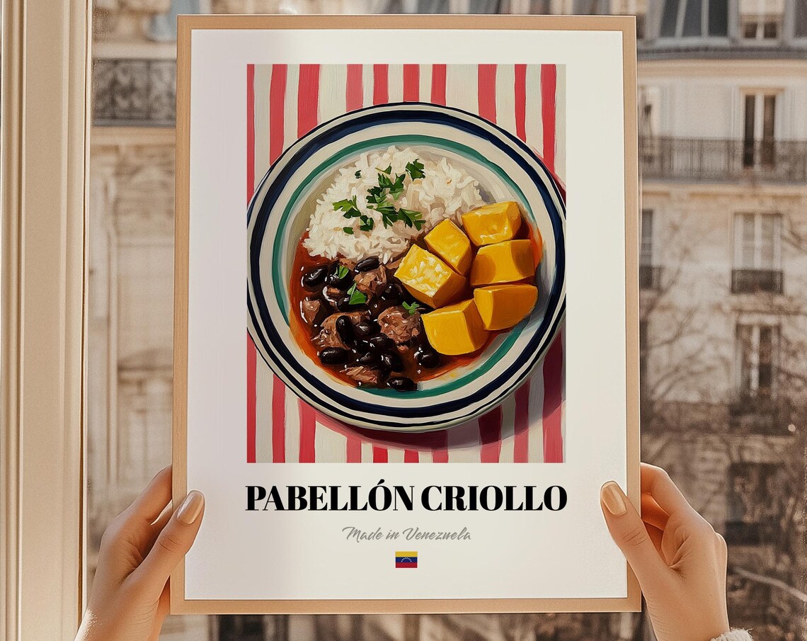 Pabellón Criollo Venezuelan Platter Rice Beans Plantain Food Painting Wall Art