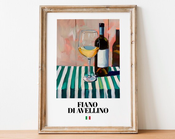 Italian Fiano Art Print Poster Aromatic Wine Artwork For Bars And Restaurants