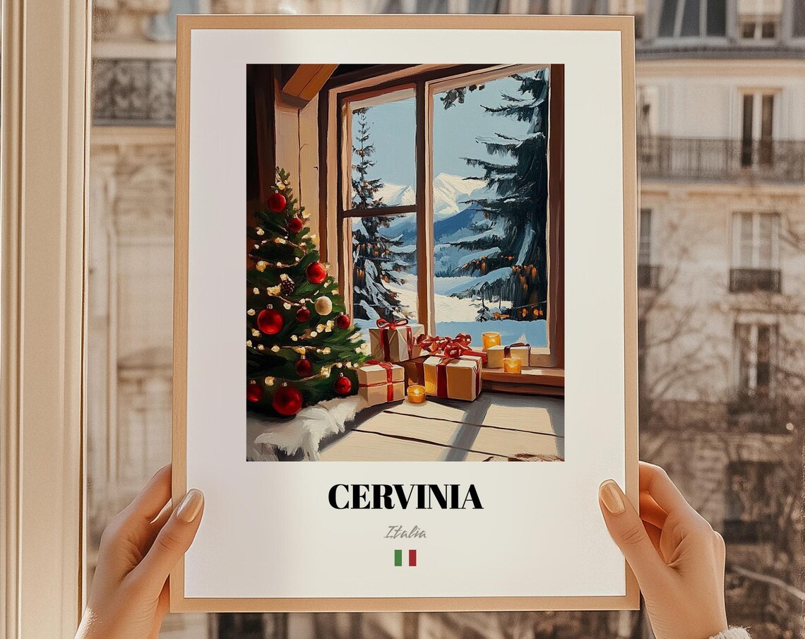 Cervinia Italy Ski Resort Wall Decor Print Poster Christmas Gift Art