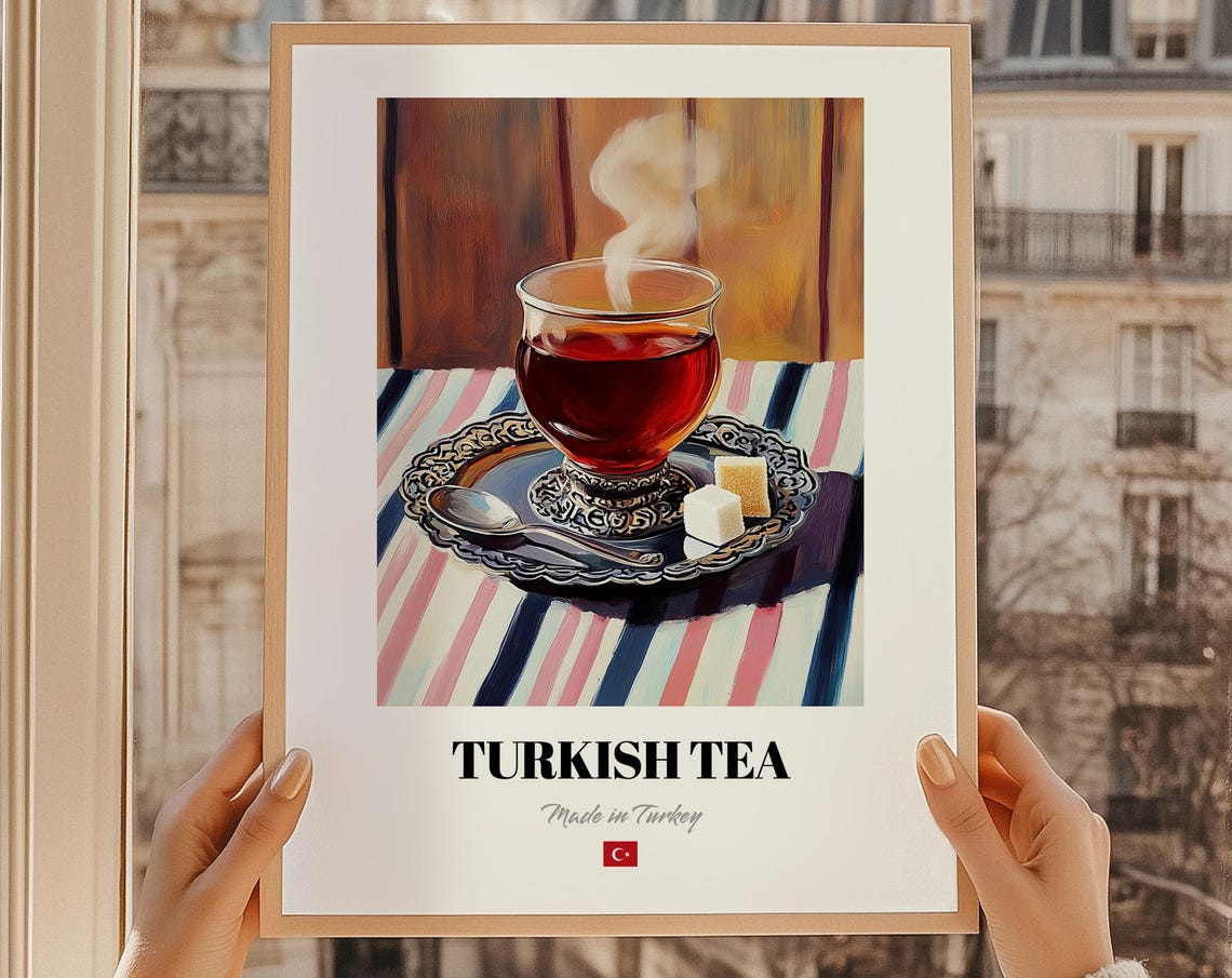 Turkish Tea Traditional Tulip Glass Still Life Kitchen Poster