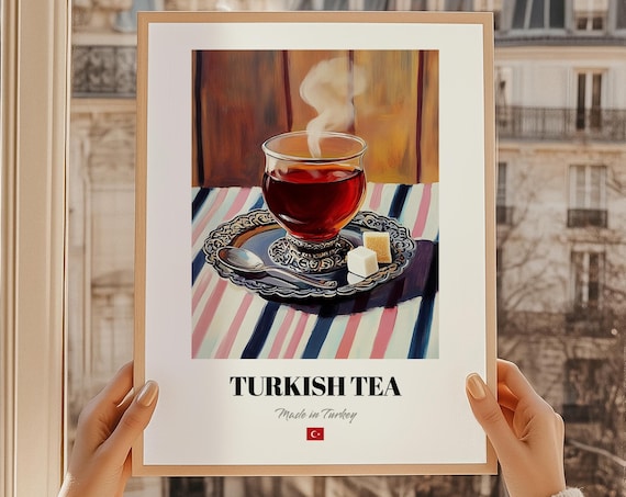 Turkish Tea Traditional Tulip Glass Still Life Kitchen Poster