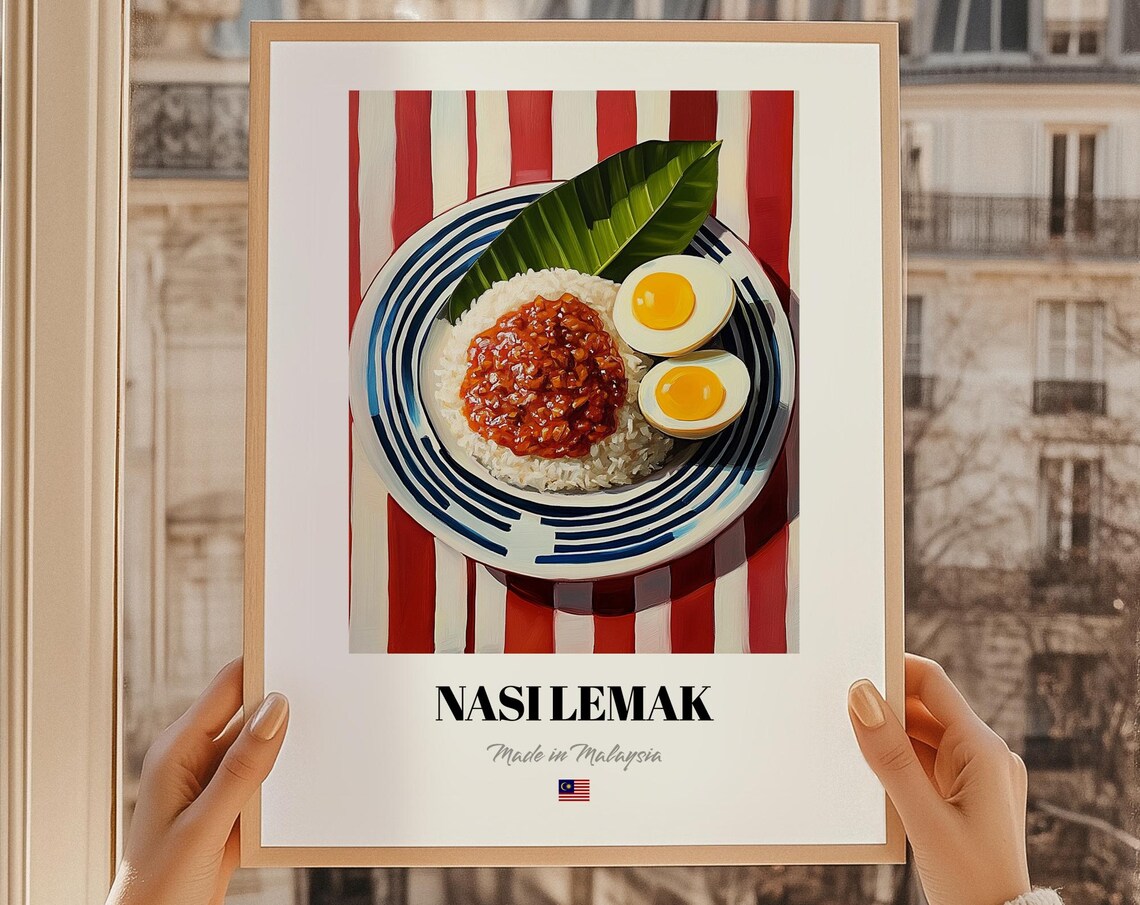 Nasi Lemak Malaysia Coconut Rice Sambal Egg Classic Dish Food Art Poster