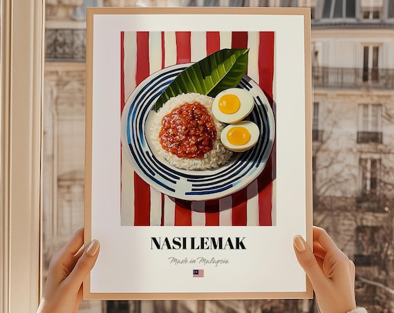 Nasi Lemak Malaysia Coconut Rice Sambal Egg Classic Dish Food Art Poster