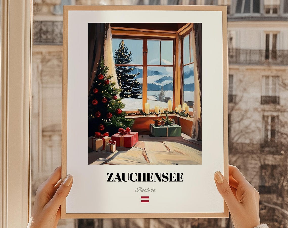 Zauchensee Austria Christmas Bay Window Snowy Mountain Poster