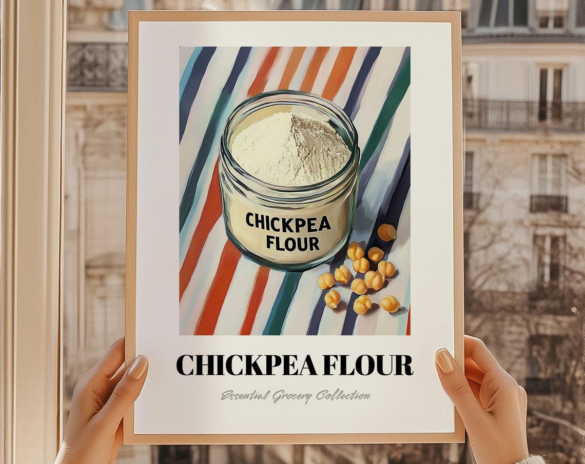 Chickpea Flour Jar Painting Essential Grocery Collection Pantry Poster