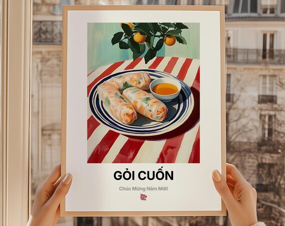 Gi Cun Tt Lunar New Year Wall Art Vietnamese Food Chc Mng Nm Mi Gift Oil Painting Print