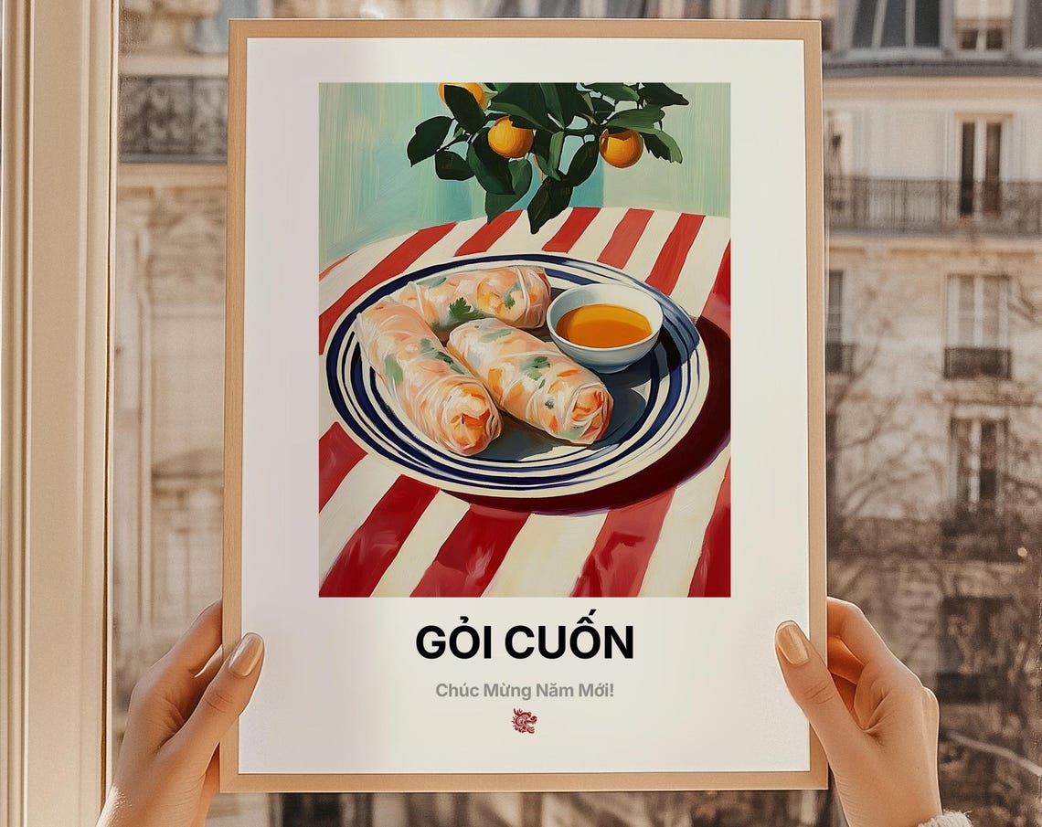 Goi Cuon Vietnamese Spring Rolls Lunar New Year Food Art Poster