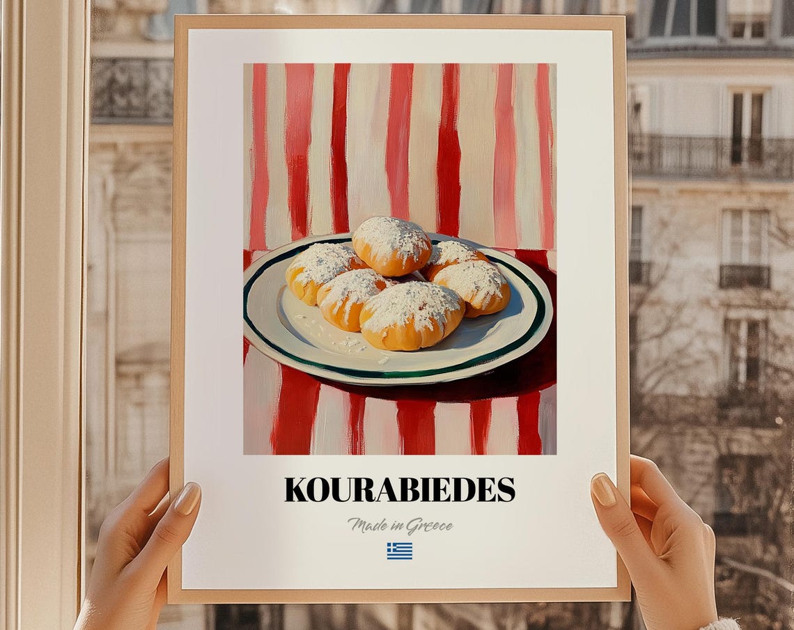 Kourabiedes Greek Print Cuisine Art Oil Painting Wall Kitchen Poster