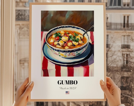 Gumbo Stew American Southern Cuisine Oil Painting Kitchen Poster