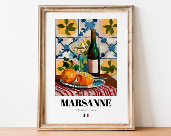 Vintage Marsanne Art Print Poster White Wine Artwork For Kitchens