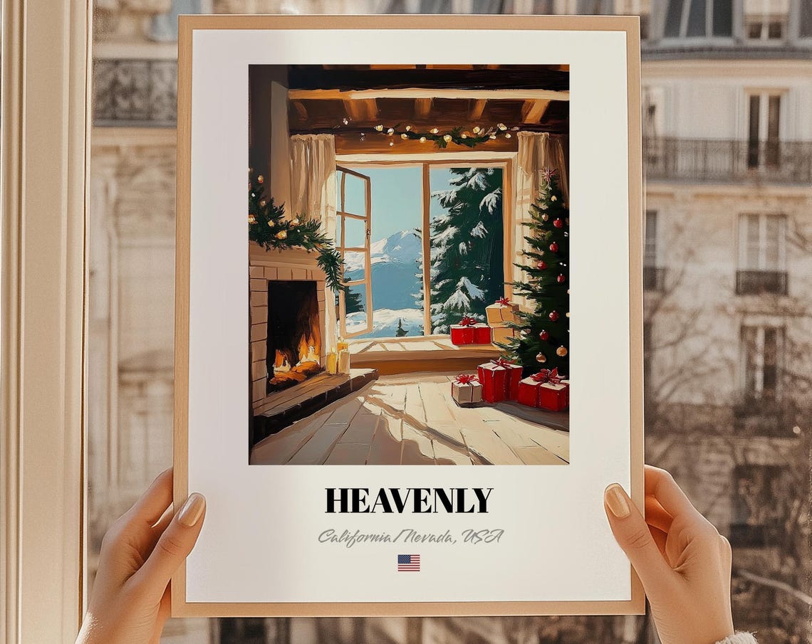 Heavenly Lake Tahoe Nevada Usa Ski Resort Wall Art Print Poster Christmas Gift