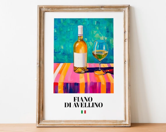Fiano Di Avellino Wall Art Print Poster Campania Wine Artwork For Kitchens