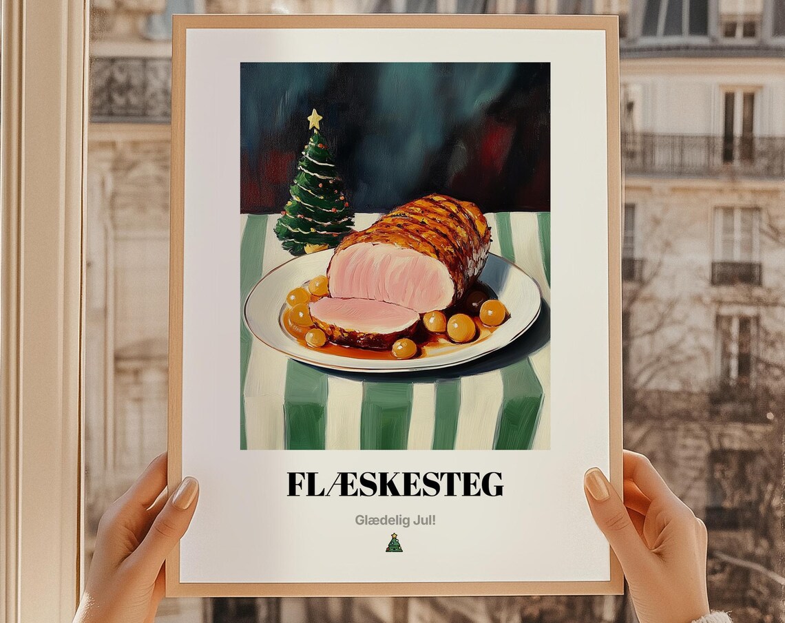 Flaeskesteg Danish Christmas Roast Pork With Crackling Oil Painting Poster