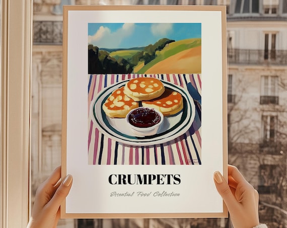 Crumpets Essential Food Collection Poster British Breakfast Tea Time Art
