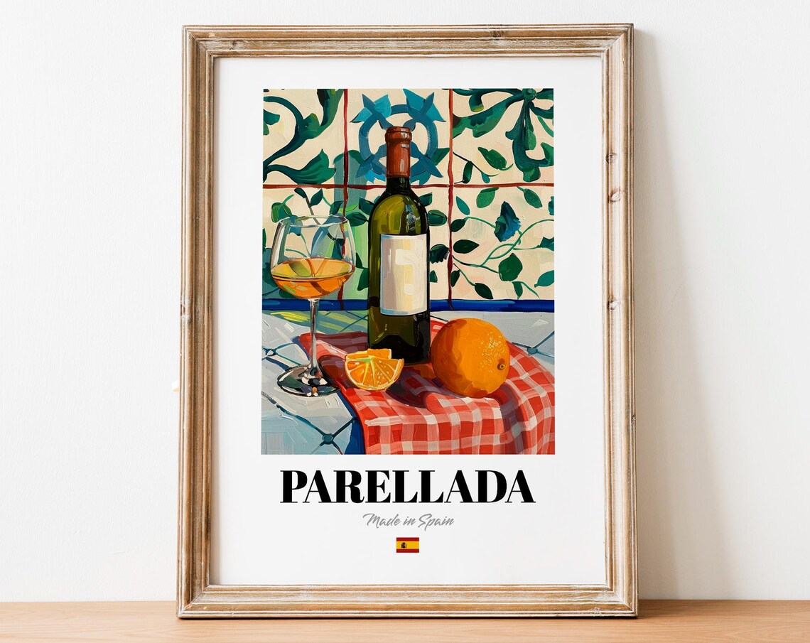 Vintage Parellada Bottle Print Poster Wine Art For Homes And Bars