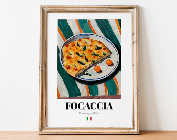 Vintage Focaccia Print Poster Italian Baking Art For Kitchens