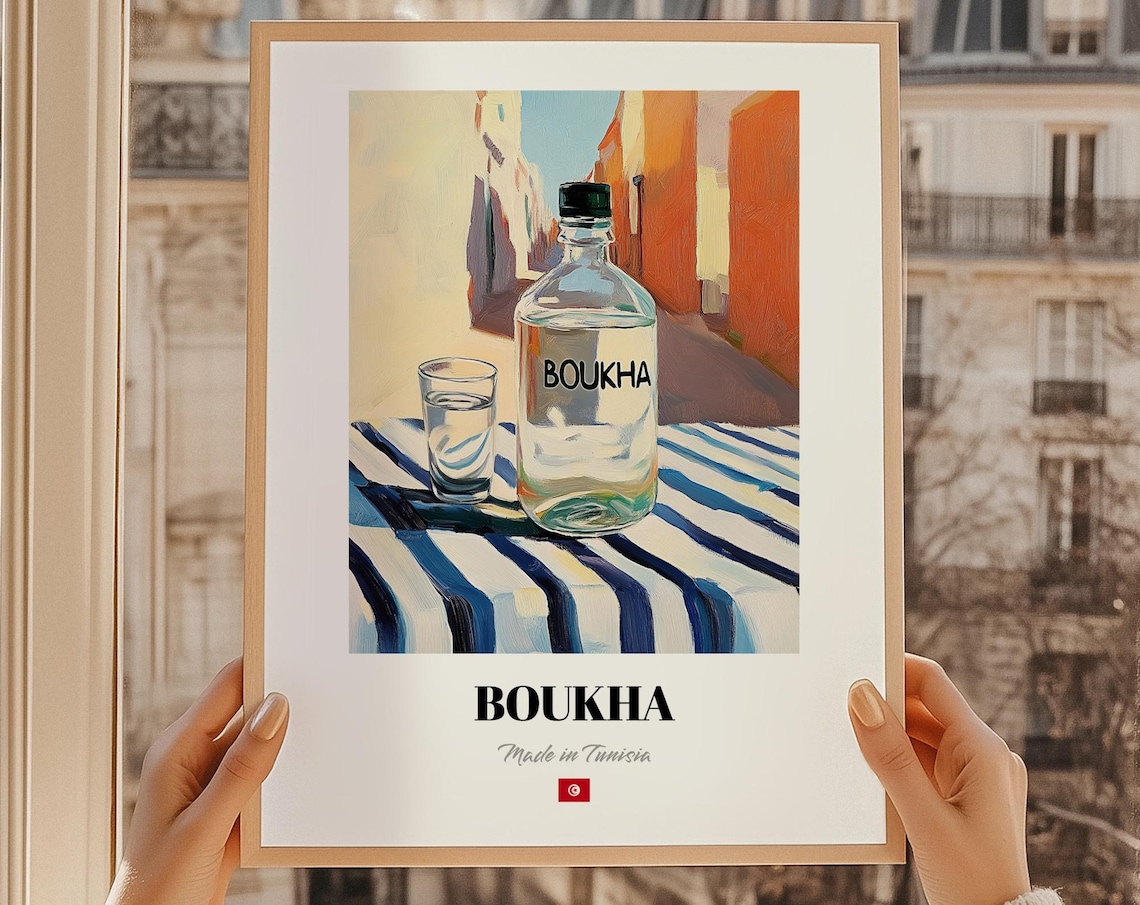 Boukha Tunisian Spirit Poster Bar Dcor Wall Art Tunisia Friend Gift Dining Room