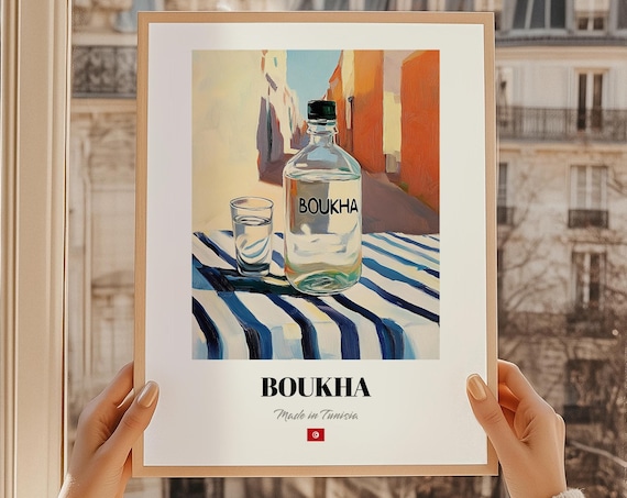 Boukha Tunisian Spirit Poster Bar Dcor Wall Art Tunisia Friend Gift Dining Room