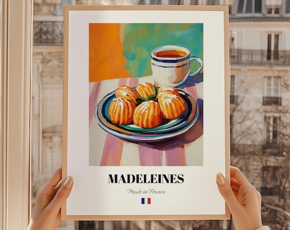 Madeleines Golden French Shell Cakes Tea Cup Kitchen Art Poster