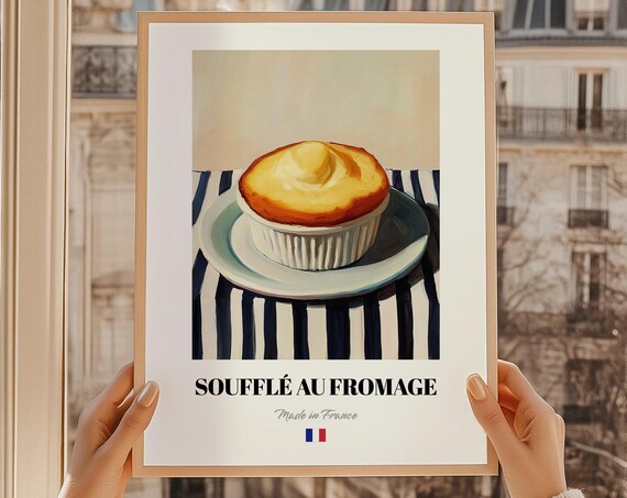 Souffl Au Fromage French Food Poster Kitchen Wall Art Dining Room Dinner Menu Print