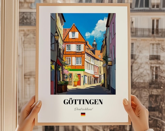 Gottingen Germany Travel Poster Historic Street Painting City Wall Decor