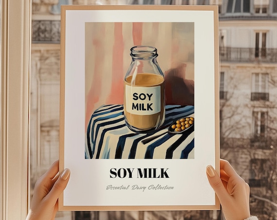 Soy Milk Dairy Poster Pantry Wall Decor Print Chef Gift Restaurant Kitchen Art