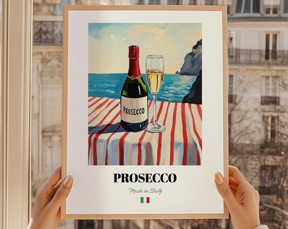 Prosecco Italian Wine Poster Bar Dcor Wall Art Friend Gift Dining Room