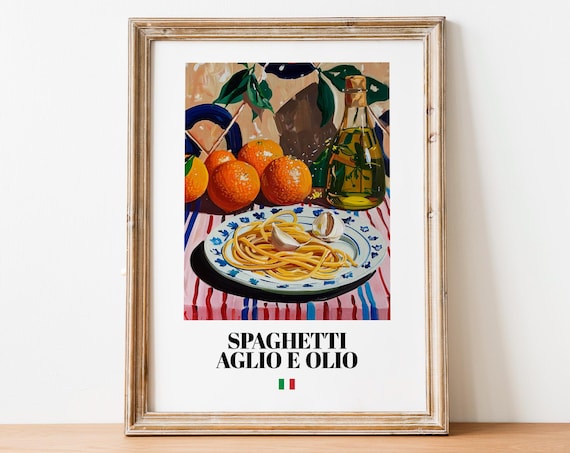 Spaghetti Aglio E Olio Garlic Olive Oil Pasta Italian Poster