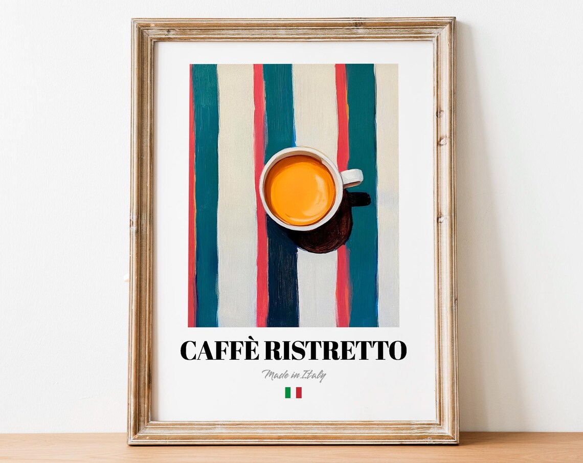 Italian Caff Ristretto Art Print Poster Strong Coffee Artwork For Bars And Homes