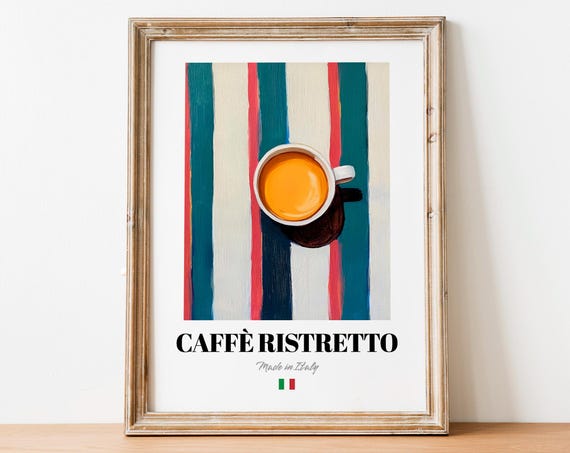 Italian Caff Ristretto Art Print Poster Strong Coffee Artwork For Bars And Homes