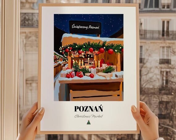 Pozna Poland Christmas Market Wall Art Print Poster Prezent Witeczny